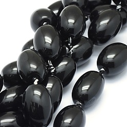 Black Onyx Бусины из натурального черного оникса, окрашенная и подогревом, овальные, 25~32x17~22 мм, отверстие : 1.8~2 мм, около 10 шт / нитка, 14.5 дюйм (37 см).
