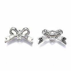 Платина Подвески из сплава для покрытия стойки, без кадмия и без свинца, бантом, платина, 12x20x3.5 мм, отверстие : 1.5 мм