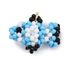 Светло-Голубой Бисер бисерные подвески, с целью перехода в кольце, подвеска в виде рыбы, Небесно-голубой, 17x21x10 мм, отверстие : 3.5 мм