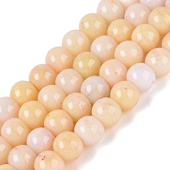 Светло-хаки Нити из непрозрачных стеклянных бусин с эффектом омбре и потрескавшимся покрытием, круглые, окрашенные, светлый хаки, 6~6.5 мм, отверстие : 0.8~1 мм, около 138~146 шт / нитка, 29.92~31.89 дюйм (76~81 см)