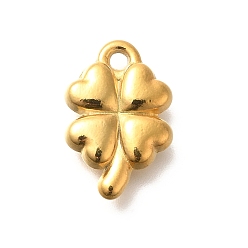 Настоящее золото 18K Ионное покрытие (ip) 304 подвески из нержавеющей стали, подвеска в виде четырехлистного клевера, реальный 18 k позолоченный, 17.5x11.5x3.5 мм, отверстие : 2 мм