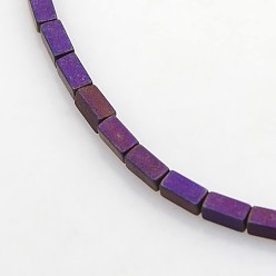 С Фиолетовым Покрытием Гальванизировать немагнитных синтетический гематит бисер пряди, матовое прямоугольного параллелепипеда шарики, с фиолетовым покрытием, 4x2x2 мм, отверстие : 1 мм, около 98 шт / нитка, 15.7 дюйм