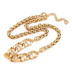 Золотой 304 Ожерелье из нержавеющей стали с витыми овальными звеньями в виде пшеничных колосьев для женщин, золотые, 18.39 дюйм (46.7 см)