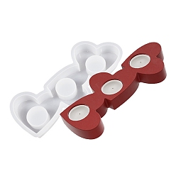 Белый Силиконовые формы для подсвечников в виде сердечек своими руками, для изготовления свечей, белые, 26.3x12x2.6 см, Внутренний диаметр: 4.2 cm