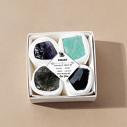 Рыбы 4 шт. 12 Серия знаков зодиака, украшения из натуральных смешанных драгоценных камней, Подарок из энергетического камня по фэн-шуй для домашнего офиса, рабочего стола, Рыбы, 20~38x20~38x20~38 мм