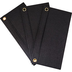 Черный 3шт. вставки для органайзера из шерстяного фетра для вязания крючком, с железными втулками, для аксессуаров сумки, прямоугольные, чёрные, 24.9x12.5x0.4 см, отверстие : 9.5 мм, Внутренний диаметр: 24.2x9.9 cm