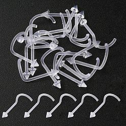 Белый Акриловое L-образное кольцо в носу, украшения для пирсинга тела для нее, белые, 11x8x3.5 мм, штифты : 0.7 мм