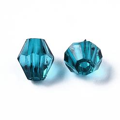 Teal Transparent Acrylic Beads, Bicone, Teal, 6x5.5mm, Hole: 1.5mm, about 6120pcs/500g
