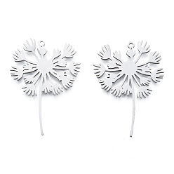Нержавеющая Сталь Цвет Не тускнеющие 201 подвески из нержавеющей стали, очарование одуванчика, цвет нержавеющей стали, 43x29x1 мм, отверстие : 1.6 мм