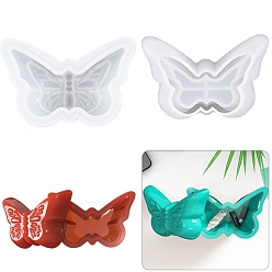 White Silicone Storage Molds, Resin Casting Molds, for UV Resin, Epoxy Resin Craft Making, Butterfly, White, 79x121~123x36~46mm, 2pcs/set