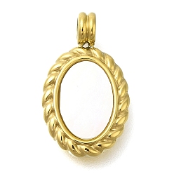 Настоящее золото 14K Ионное покрытие (ip) 304 подвески из натуральной ракушки из нержавеющей стали, овальные амулеты, реальный 14 k позолоченный, 17x10x2.8 мм, отверстие : 2.7 мм