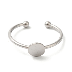 Платина Стойка покрытие латунь открытая манжета накладка кольцо настройки, плоские круглые кабошоны, долговечный, без свинца и без кадмия, платина, лоток : 6 мм, регулируемый