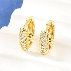 Chapado en Oro Real de 16K Micro latón allanan pendientes de aro de óxido de circonio cúbico, rondo, real 16 k chapado en oro, 12.5x3.5 mm