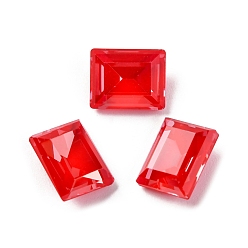 Светло-сиамский Стеклянные стразы кабошоны, назад назад, граненые, прямоугольные, Light Siam, 10x8x5 мм