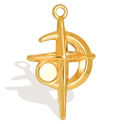 Золотой 304 Настройки кабошон из нержавеющей стали кулон, звезды с луной, золотые, лоток : 4 мм, 30x19 мм