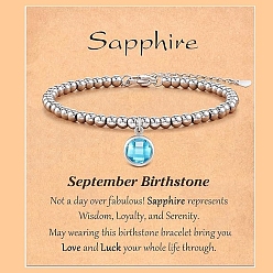 Голубой Из нержавеющей стали шарм браслеты, с кубического циркония, голубой, 6-1/4 дюйм (16 см)