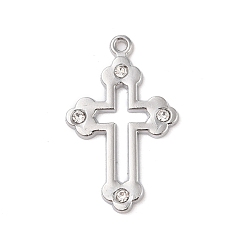 Платина Сплав с подвесками из горного хрусталя, крест прелести, платина, 41x26x2.5 мм, отверстие : 2.5 мм