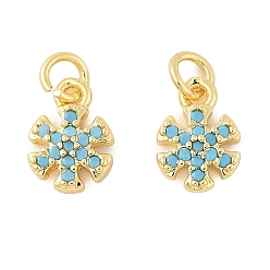 Настоящее золото 18K Латунные микро проложить кубического циркония подвески, без кадмия, без никеля и без свинца, прелести снежинки, с целью перехода в кольце, реальный 18 k позолоченный, 9.5x6.5x2 мм, отверстие : 2.5 мм