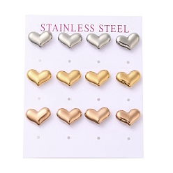 (52) Непрозрачная лаванда Ионное покрытие (ip) 304 серьги-гвоздики в форме сердца из нержавеющей стали, со стразами, разноцветные, 9x13 мм