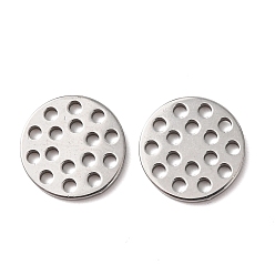 Нержавеющая Сталь Цвет Полые 304 подвески из нержавеющей стали, плоско-круглые, цвет нержавеющей стали, 10x1 мм, отверстие : 1.2 мм