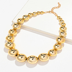 Золотистый Акриловые круглые граненые градуированные бусины ожерелья для женщин, золотые, золотые, 16.93 дюйм (43 см)