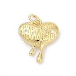 Настоящее золото 18K Кулон из циркония, сердце прелести, долговечный, без свинца и без кадмия, стойки покрытие, с целью перехода в кольце, реальный 18 k позолоченный, 17x15x4 мм, отверстие : 3.4 мм