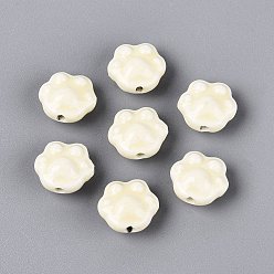 Light Goldenrod Yellow Handmade Porcelain Beads, Bright Glazed Porcelain, Claw, Light Goldenrod Yellow, 12.5~13.5x14~15x8~9mm, Hole: 1.6~2mm
