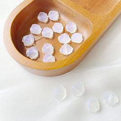 Shell Shape 10 шт прозрачные акриловые бусины, с блеском порошок, формы раковины, 12x10 мм