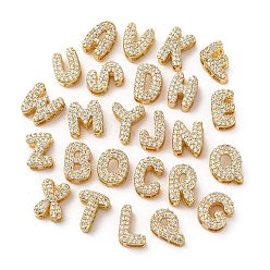 Настоящее золото 18K Латунные микро проложить кубического циркония бусы, буква аз, долговечный, стойки покрытие, без кадмия и без свинца, реальный 18 k позолоченный, 8~9.5x4~8x4.5 мм, отверстие : 1.8 мм