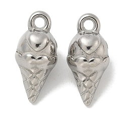 Нержавеющая Сталь Цвет Антикоррозийные 304 подвески из нержавеющей стали, очарование мороженого, цвет нержавеющей стали, 16.5x8x8 мм, отверстие : 1.6 мм