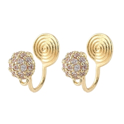 Настоящее золото 14K Латунные серьги с клипсами, без кадмия, без никеля и без свинца, с микро проложить кубического циркония, круглые кольца, реальный 14 k позолоченный, 14x7x13.5 мм