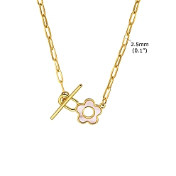 Цветок Ожерелье нержавеющей стали, с оболочкой, цветок, 15.75 дюйм (40 см)