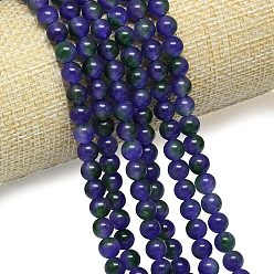Сланцево-синий Натуральный Malaysia нефритовые бусы пряди, окрашенная и подогревом, круглые, синевато-серый, 6 мм, отверстие : 0.9~1 мм, около 60~62 шт / нитка, 15.08''~15.16'' (38.3~38.5 см)