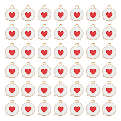 Белый 100 шт. Подвески из сплава эмали, плоский ящик для сообщений с сердцем, золотой свет, белые, 17x14x1.5 мм, отверстие : 1.6 мм