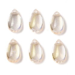Светлый Золото-желтый Прозрачные стеклянные амулеты, слеза, светлый золотарник желтый, 14x8x5.2 мм, отверстие : 1.2 мм, 10 шт / комплект