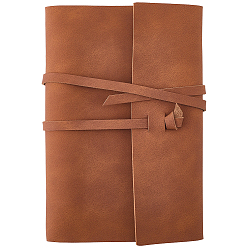 Sandy Brown 6-Ring PU Imitation Refillable Journal, Rectangle Notebook with 90Pcs Blank Paper Inserts, Sandy Brown, 191x130x27mm