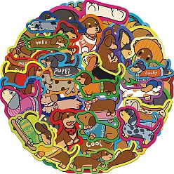 (52) Непрозрачная лаванда 50шт. милые водонепроницаемые наклейки из ПВХ с изображением таксы, самоклеящиеся наклейки, для diy scrapbooking, оформление фотоальбома, разноцветные, 32~55x33~65x0.25 мм