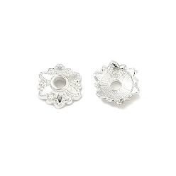 Серебро Сплав шарик крышки, долговечный, стойки покрытие, цветок, серебряные, 7.5x2 мм, отверстие : 1.5 мм