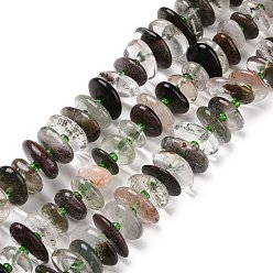 Quartz Lodolite Naturelles lodolite quartz brins de perles, puce, 5~18x3~9x2~5mm, Trou: 1mm, Environ 67~69 pcs/chapelet, 15.55'' (39.5~40 cm)