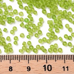 Green Yellow Glass Seed Beads, Frosted Colors, Round, Green Yellow, 2mm
