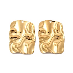 Золотой Вакуумное покрытие pvd 304 подвески из нержавеющей стали, , прямоугольные, золотые, 33x25x2 мм, отверстие : 2 мм