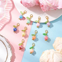 Золотой Круглые акриловые подвески, Сплав с застежками когтя омара, золотые, 28.5 мм