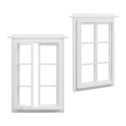 White 2Pcs PLA Window Miniature Ornaments, for Garden Dollhouse Accessories, White, 140x110x9mm