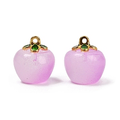 Орхидея Подвески из прозрачного стекла в виде яблок, с эмалью, спекающийся лак, сиреневые, 15.5x14x14 мм, отверстие : 1.2 мм