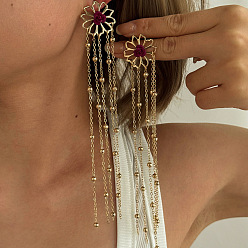 Золотой Серьги-гвоздики с кисточками из железного пластика, золотые, 65x25 мм