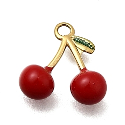 Вишня 304 из нержавеющей стали шармы эмали, ионное покрытие (ip), реальный 18 k позолоченный, вишня, 11x11x4.5 мм, отверстие : 1.4 мм