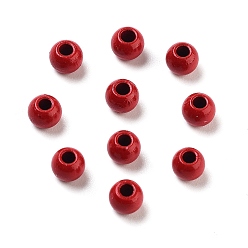 (123L) Белый крем непрозрачный блеск Окрашенный распылением 202 бусины из нержавеющей стали, круглые, огнеупорный кирпич, 4x3 мм, отверстие : 1.5 мм