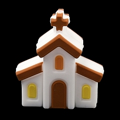 Building Силиконовые фокусные шарики, белые, здание, 29x26.5x13.5 мм, отверстие : 3 мм