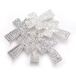 Античное Серебро Кулон тибетского стиля для поставки эмали и кабошона, крестик, без свинца и без кадмия, античное серебро, 70x43x4 мм, отверстие : 6 мм