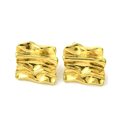 Square Ion Plating(IP) 304 Stainless Steel Stud Earrings for Women, Square, 20.5x22mm